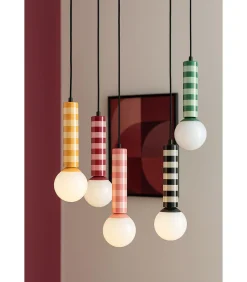 Leitmotiv Hanglamp Rayado - Geel - 12x12x38cm