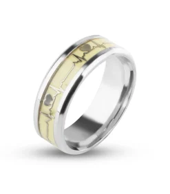 Heren TrendFox Hartslag Ring - Glow In The Dark - Staal