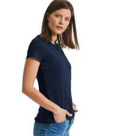 DAMES Russell HEAVYWEIGHT - T-shirt - Marineblauw