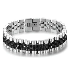 Heren TrendFox Heren Armband Jubilee - Zilver / Zwart Kleurig - Staal