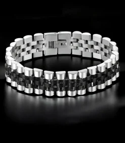 Heren TrendFox Heren Armband Jubilee - Zilver / Zwart Kleurig - Staal