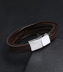 Heren TrendFox Heren Armband Leder - Bruin met Zilver Kleurige Sluiting