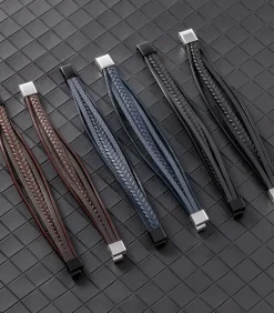 Heren Armband Leder - Zwart met Zwarte Sluiting Heren Armbanden