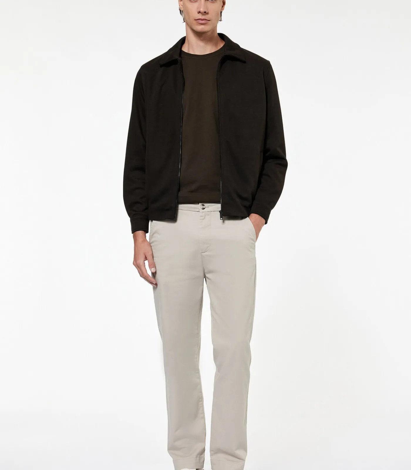 Heren Koton Heren Jas Viscose Blend Rits Zakdetails