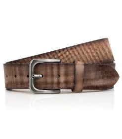 Sale heren riem reliëf leer bruin 40mm Heren Riemen