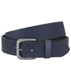 Heren Shirts & co heren riem reliëf leer marineblauw 40mm