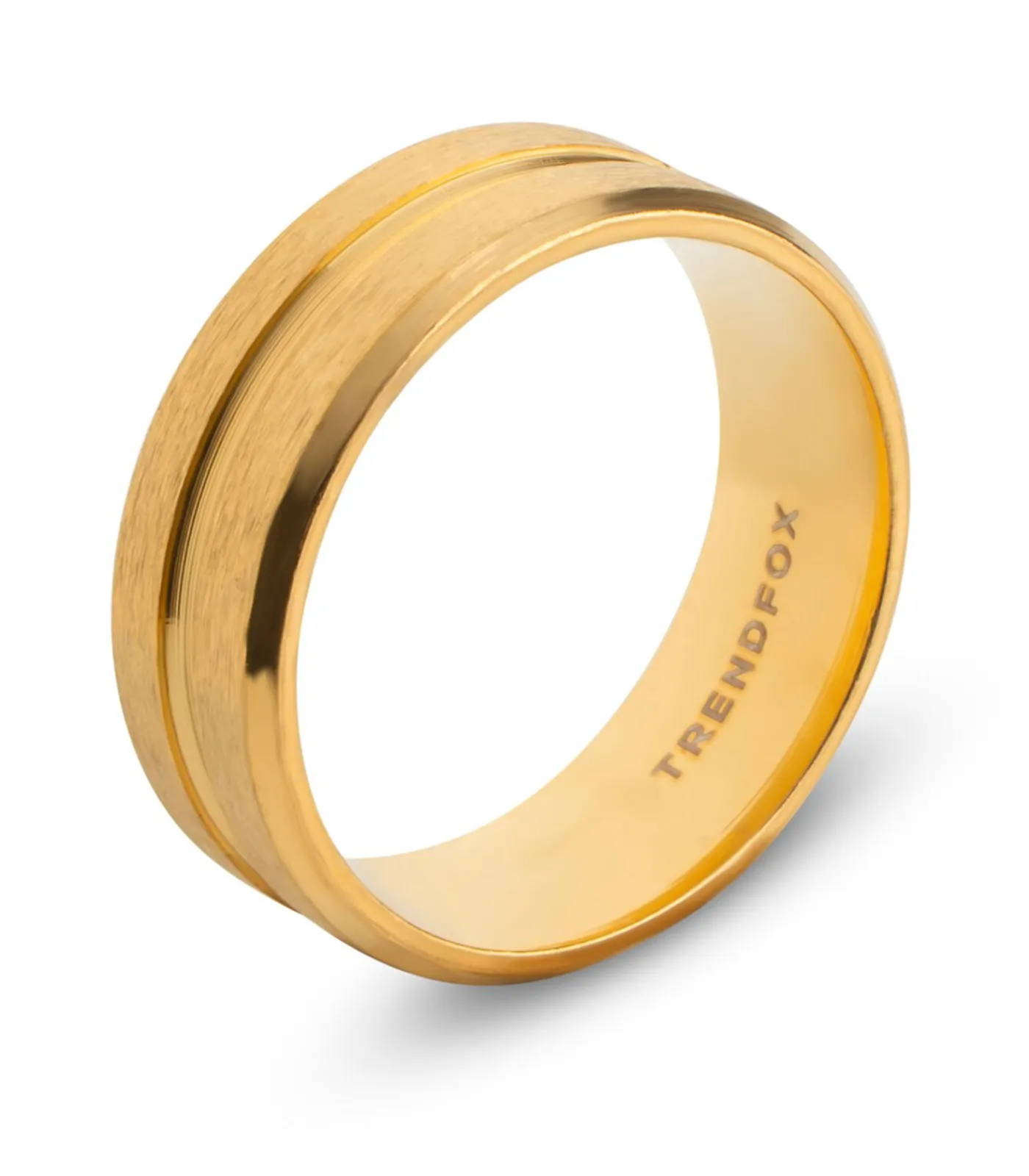 Discount Heren Ring met Gegraveerde Streep - Goud Kleurig - Staal Heren Ringen