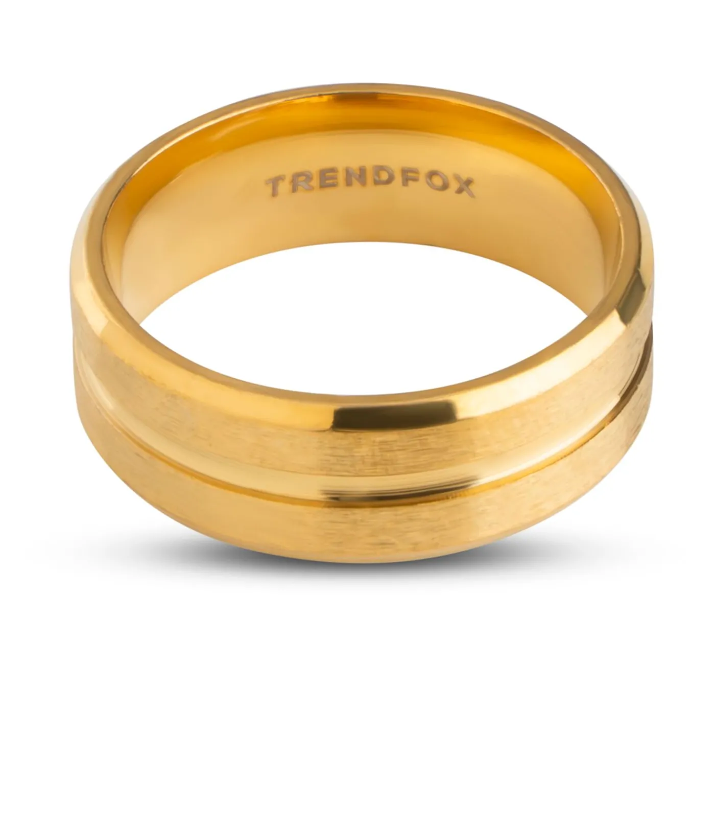 Discount Heren Ring met Gegraveerde Streep - Goud Kleurig - Staal Heren Ringen
