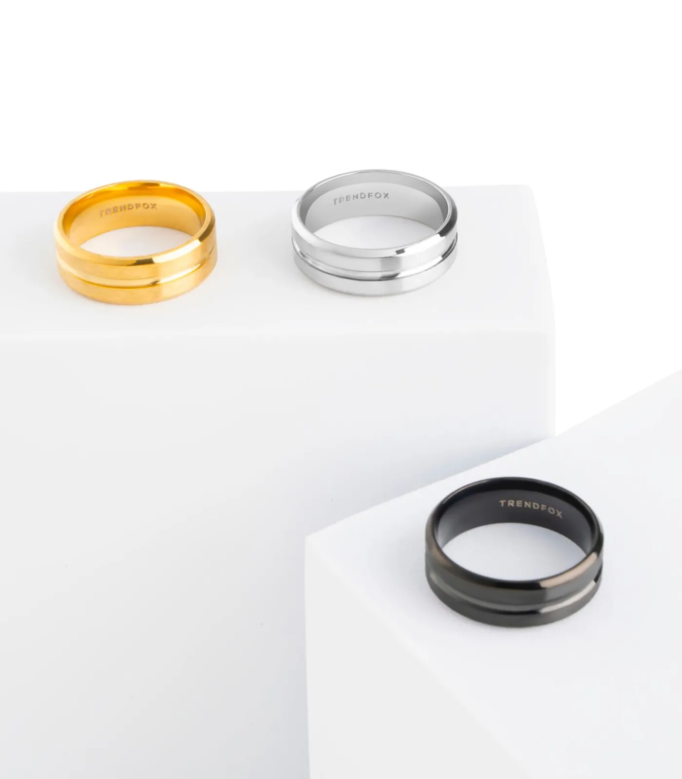 Discount Heren Ring met Gegraveerde Streep - Goud Kleurig - Staal Heren Ringen