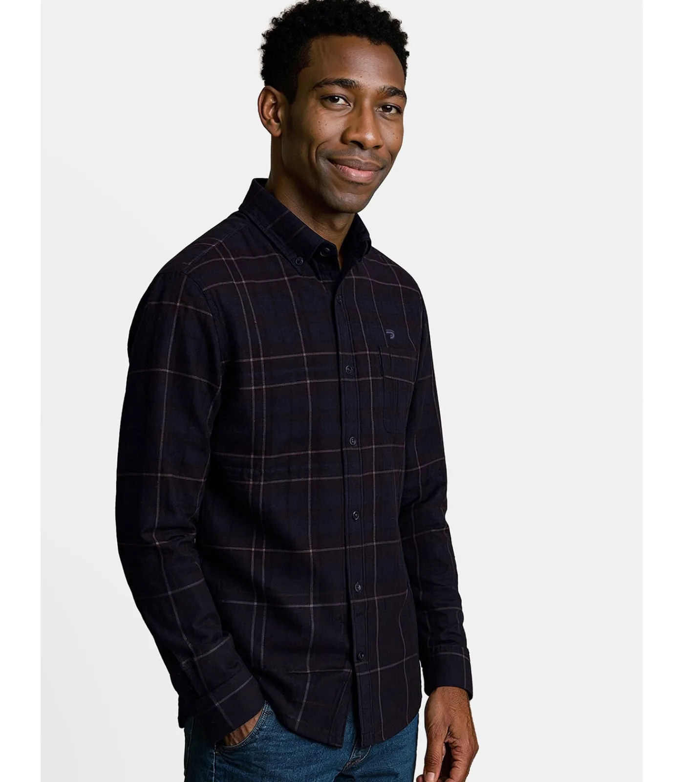 Heren J&JOY Herenblauw fluwelen overhemd