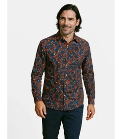 Online Herenblauw overhemd met bloemenpatroon Heren Hemden