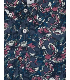 Heren J&JOY Herenblauw overhemd met plantenprint