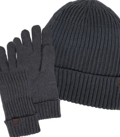 Heren ISOTONER Herenmuts van gerecycled breisel, geribd Grijs