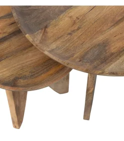 Hot High Heels Bijzettafels - Mangohout - Naturel - Set van 2 Tafels