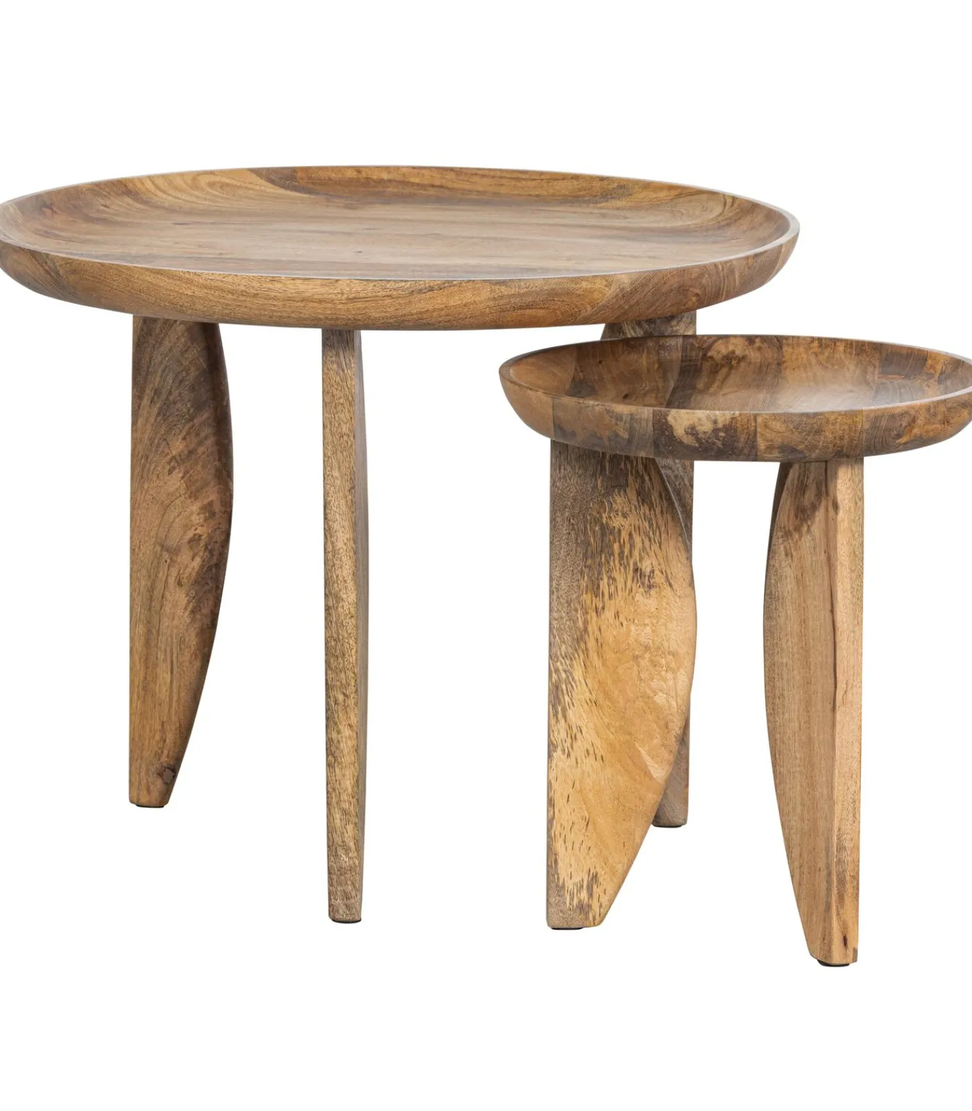 Hot High Heels Bijzettafels - Mangohout - Naturel - Set van 2 Tafels