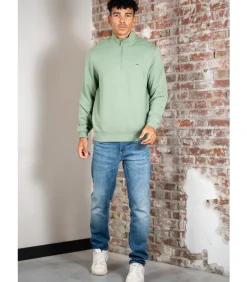 High neck zip up fleece sweatshirt - thyme Heren Truien & Cardigans