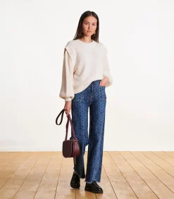 DAMES La Fée Maraboutée High waist printed flare jeans in biologisch katoen