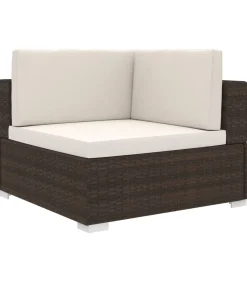 Best Hoekbank 1 st met kussens poly rattan bruin Tuinmeubelen