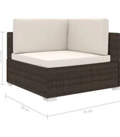 Best Hoekbank 1 st met kussens poly rattan bruin Tuinmeubelen
