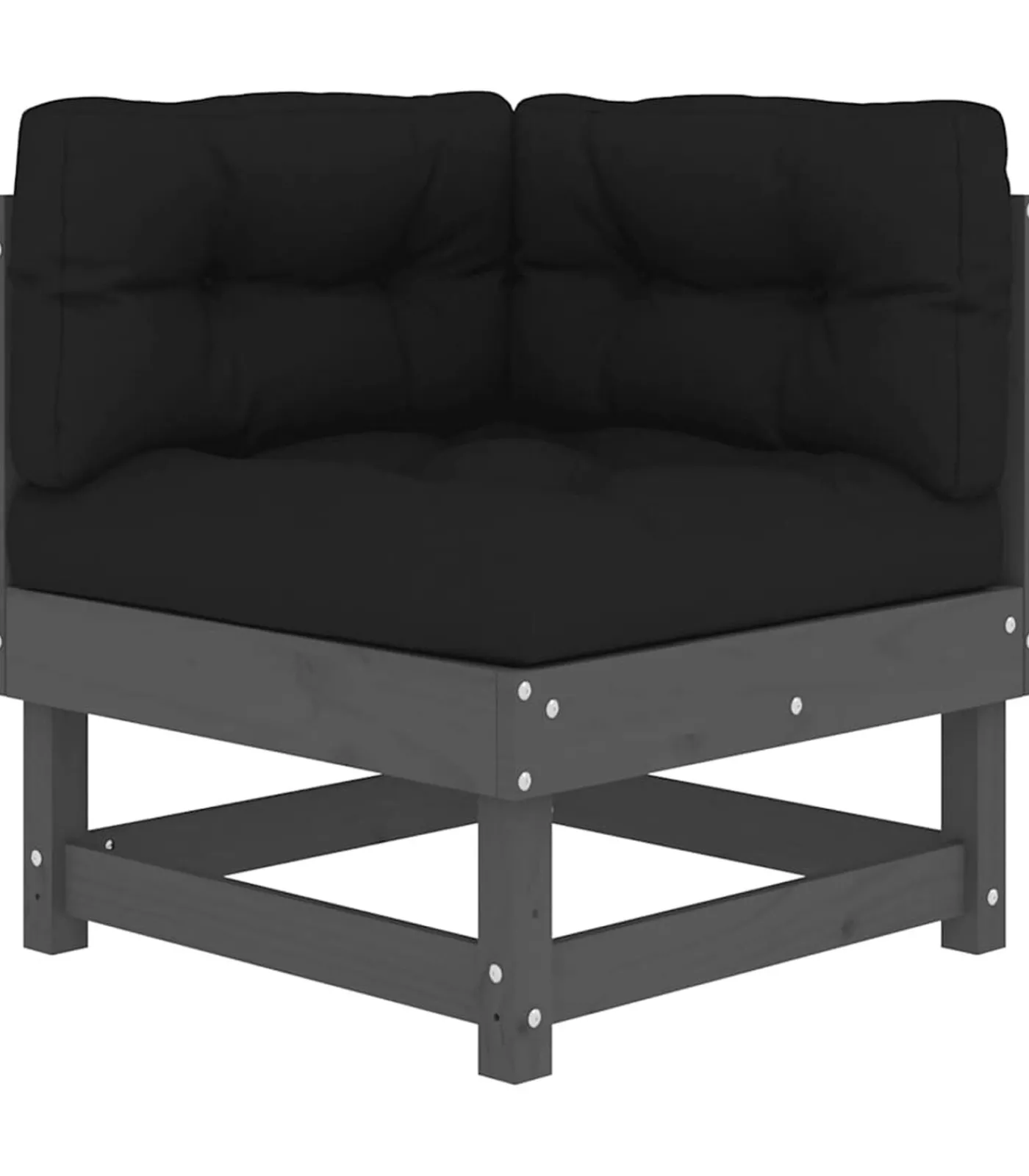 vidaXL Hoekbank met kussens massief grenenhout grijs