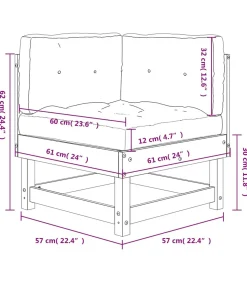 vidaXL Hoekbank met kussens massief grenenhout grijs