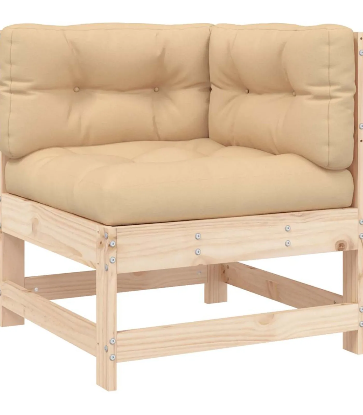 vidaXL Hoekbank met kussens massief grenenhout