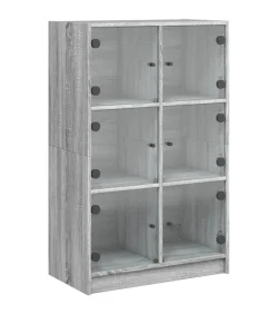 vidaXL Hoge kast met deuren 68x37x109 cm bewerkt hout grijs sonoma