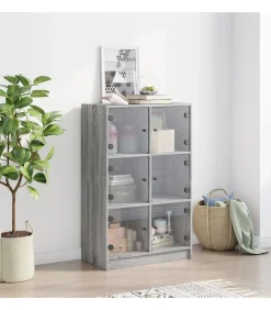 vidaXL Hoge kast met deuren 68x37x109 cm bewerkt hout grijs sonoma