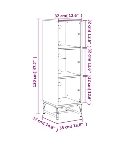 Clearance Hoge kast met glazen deuren 35x37x120 cm grijs sonoma eiken Meubels