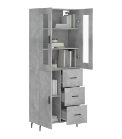 vidaXL Hoge kast 69,5x34x180 cm bewerkt hout betongrijs
