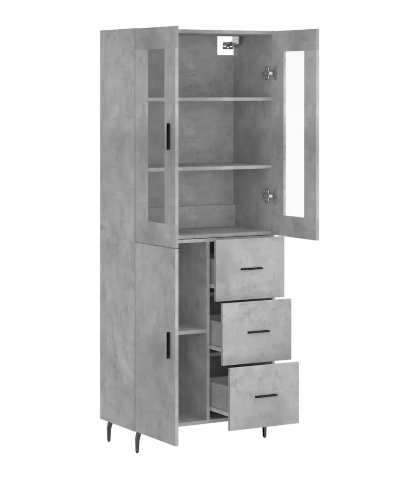 vidaXL Hoge kast 69,5x34x180 cm bewerkt hout betongrijs