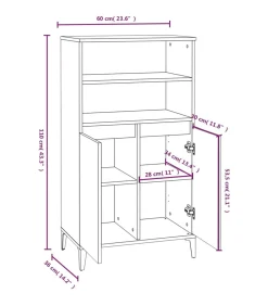 vidaXL Hoge kast 60x36x110 cm bewerkt hout betongrijs