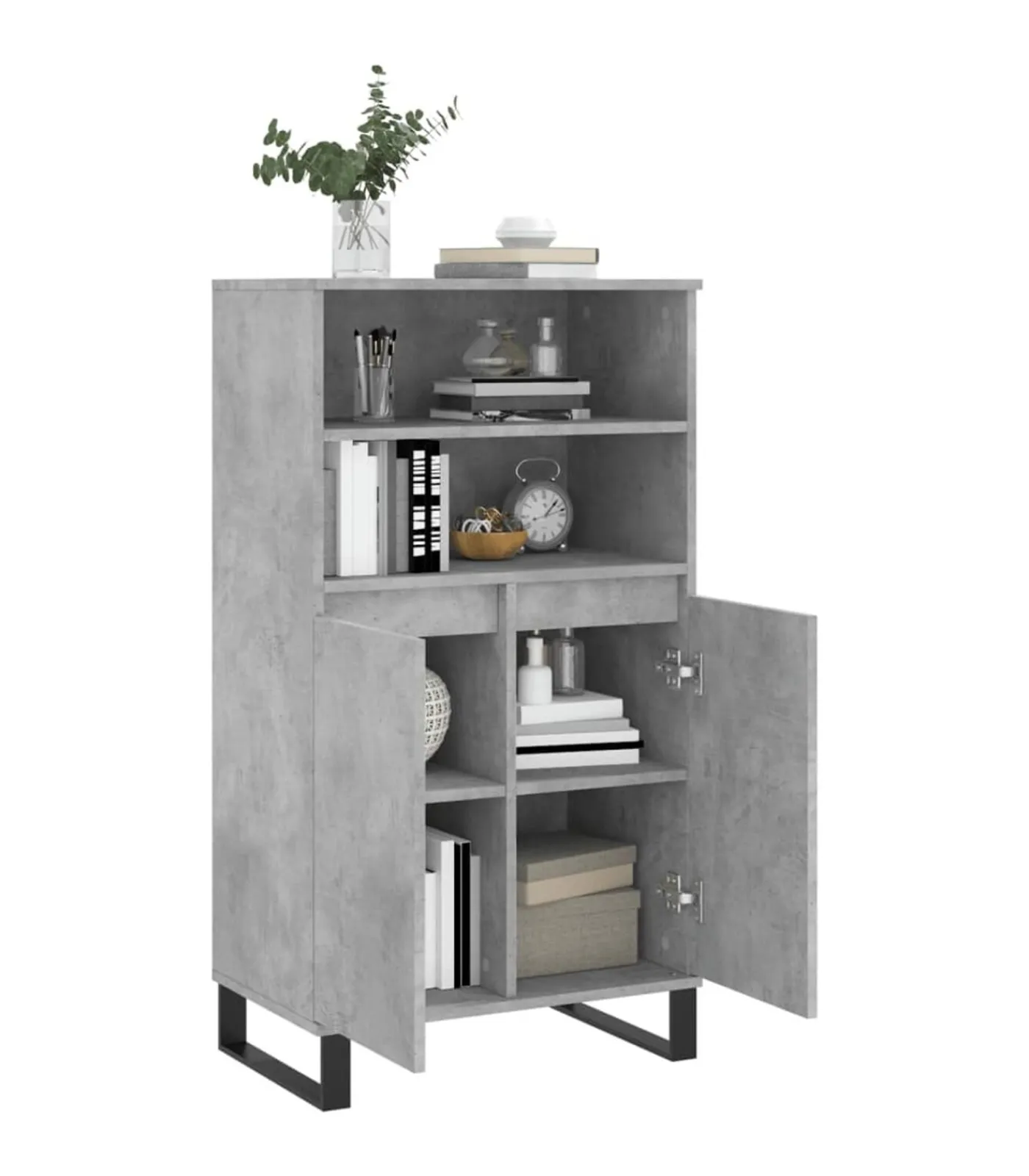 vidaXL Hoge kast 60x36x110 cm bewerkt hout betongrijs