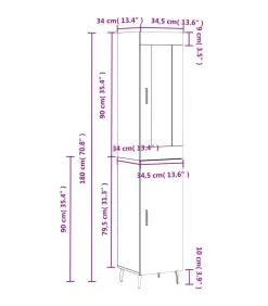 Online Hoge kast 34,5x34x180 cm bewerkt hout betongrijs Meubels