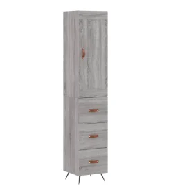 Hoge kast 34,5x34x180 cm bewerkt hout grijs sonoma eikenkleurig Meubels