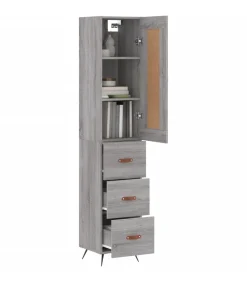 Hoge kast 34,5x34x180 cm bewerkt hout grijs sonoma eikenkleurig Meubels