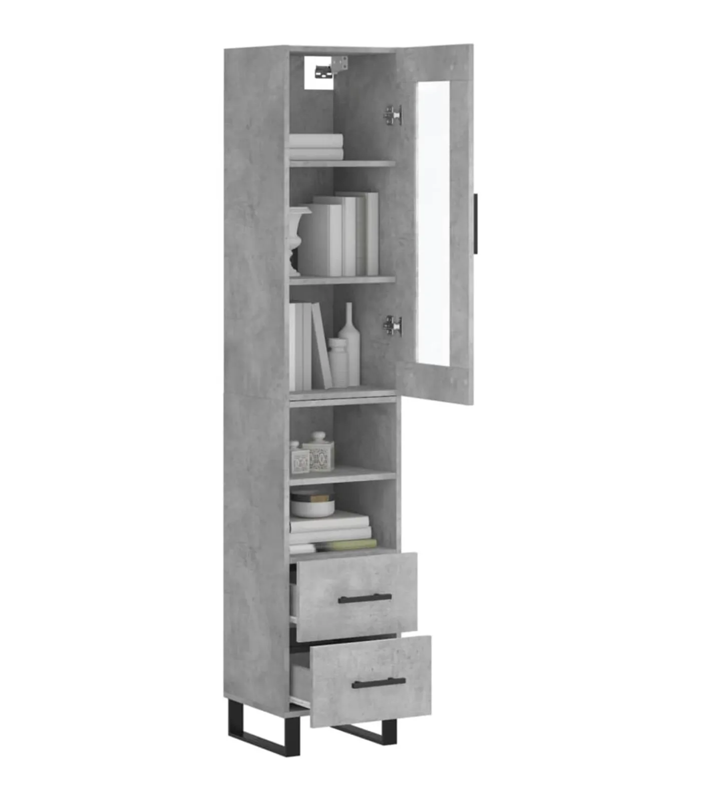 Clearance Hoge kast 34,5x34x180 cm bewerkt hout betongrijs Meubels