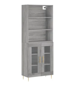 Discount Hoge kast 69,5x34x180 cm bewerkt hout grijs sonoma eikenkleurig Meubels
