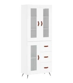 Outlet Hoge kast 69,5x34x180 cm bewerkt hout wit Meubels