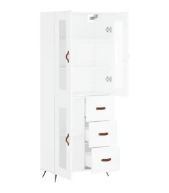 Outlet Hoge kast 69,5x34x180 cm bewerkt hout wit Meubels