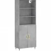 vidaXL Hoge kast 69,5x34x180 cm bewerkt hout betongrijs