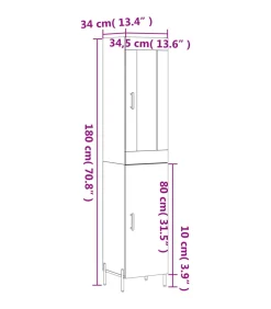 Sale Hoge kast 34,5x34x180 cm bewerkt hout grijs sonoma eikenkleurig Meubels