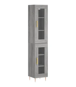 vidaXL Hoge kast 34,5x34x180 cm bewerkt hout grijs sonoma eikenkleurig