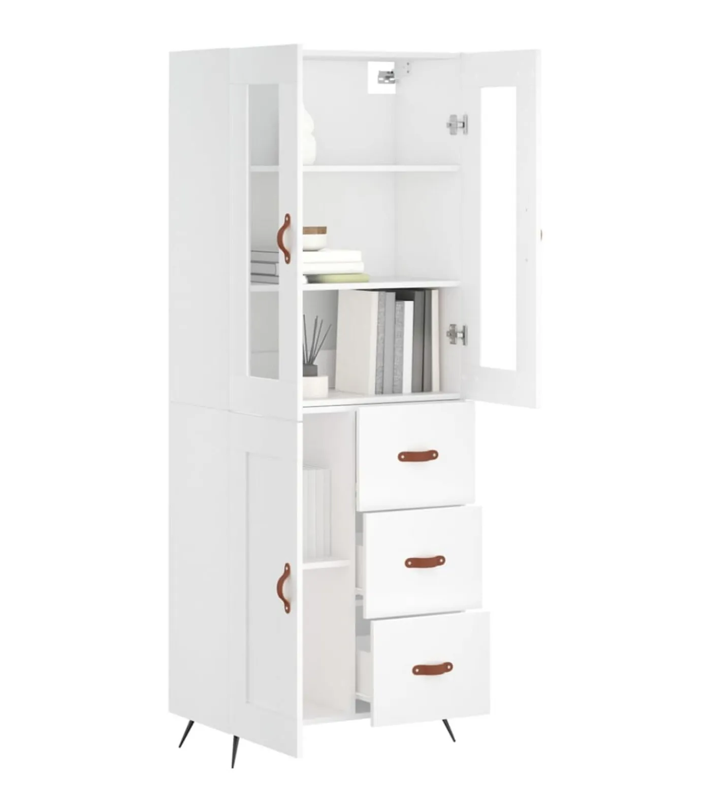 vidaXL Hoge kast 69,5x34x180 cm bewerkt hout wit