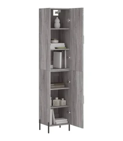 vidaXL Hoge kast 34,5x34x180 cm bewerkt hout grijs sonoma eikenkleurig