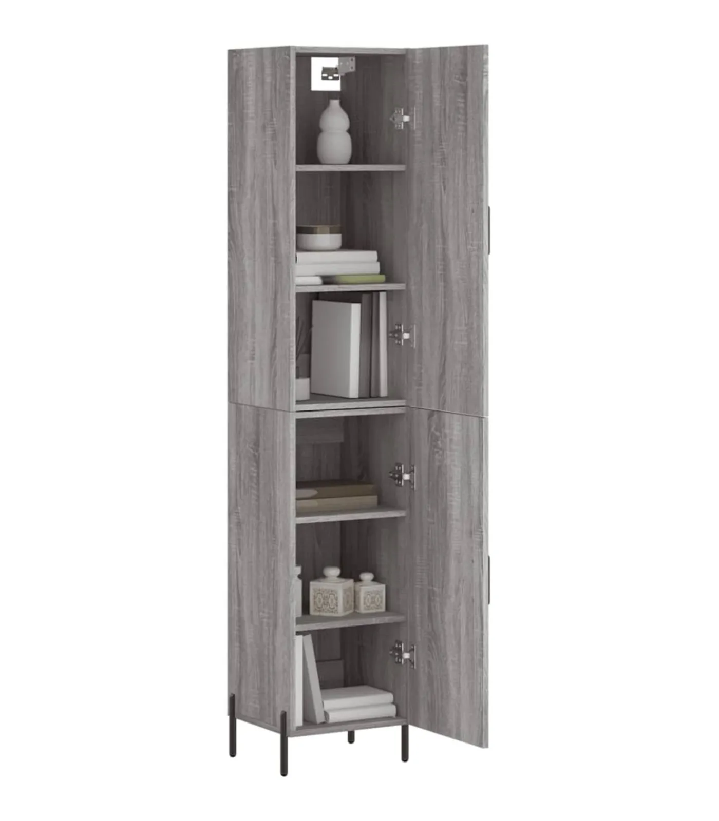 vidaXL Hoge kast 34,5x34x180 cm bewerkt hout grijs sonoma eikenkleurig