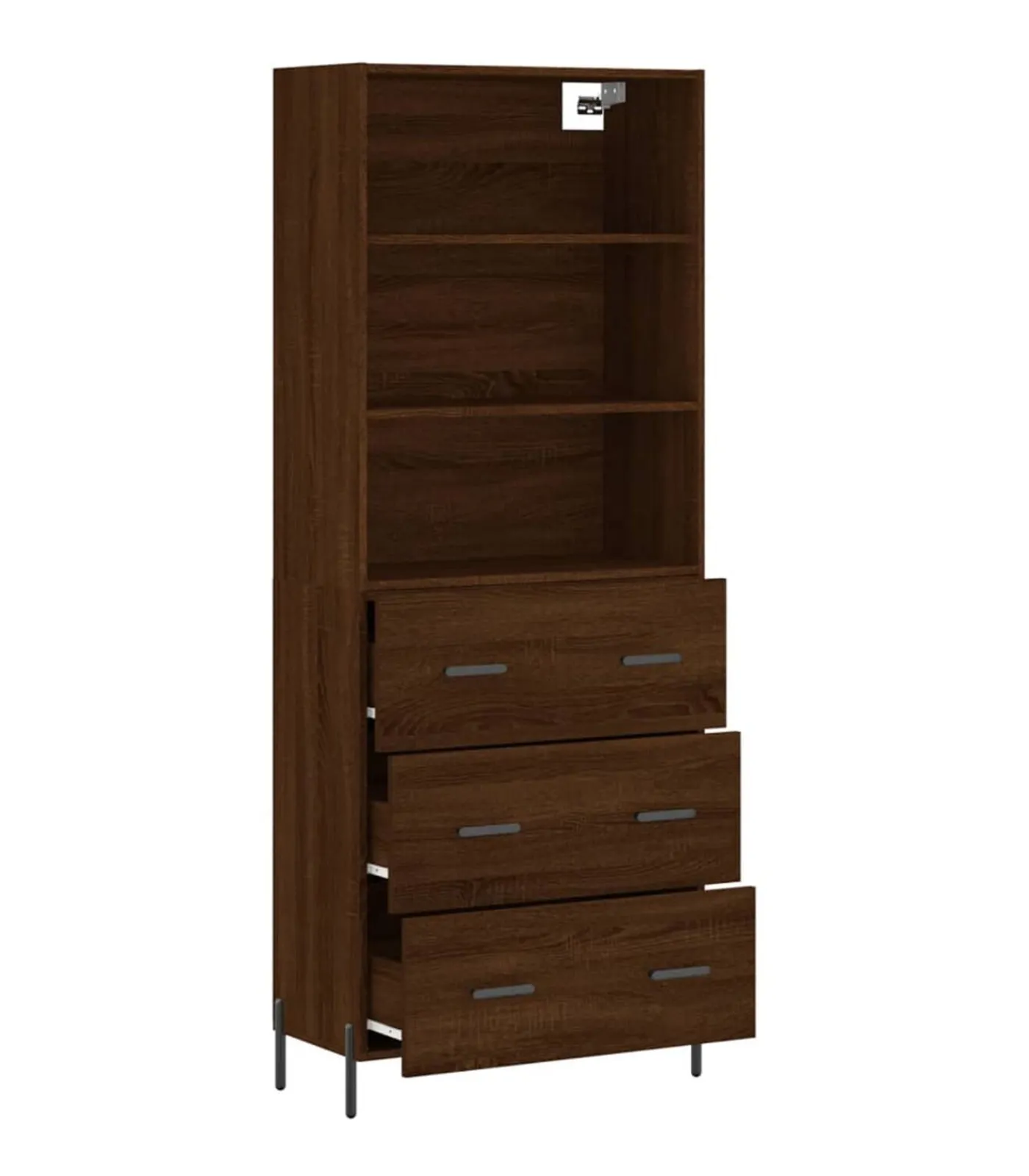 Clearance Hoge kast 69,5x34x180 cm bewerkt hout bruin eikenkleur Meubels