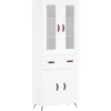 Outlet Hoge kast 69,5x34x180 cm bewerkt hout wit Meubels