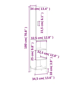 Sale Hoge kast 34,5x34x180 cm bewerkt hout grijs sonoma eikenkleurig Meubels