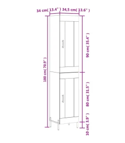vidaXL Hoge kast 34,5x34x180 cm bewerkt hout betongrijs